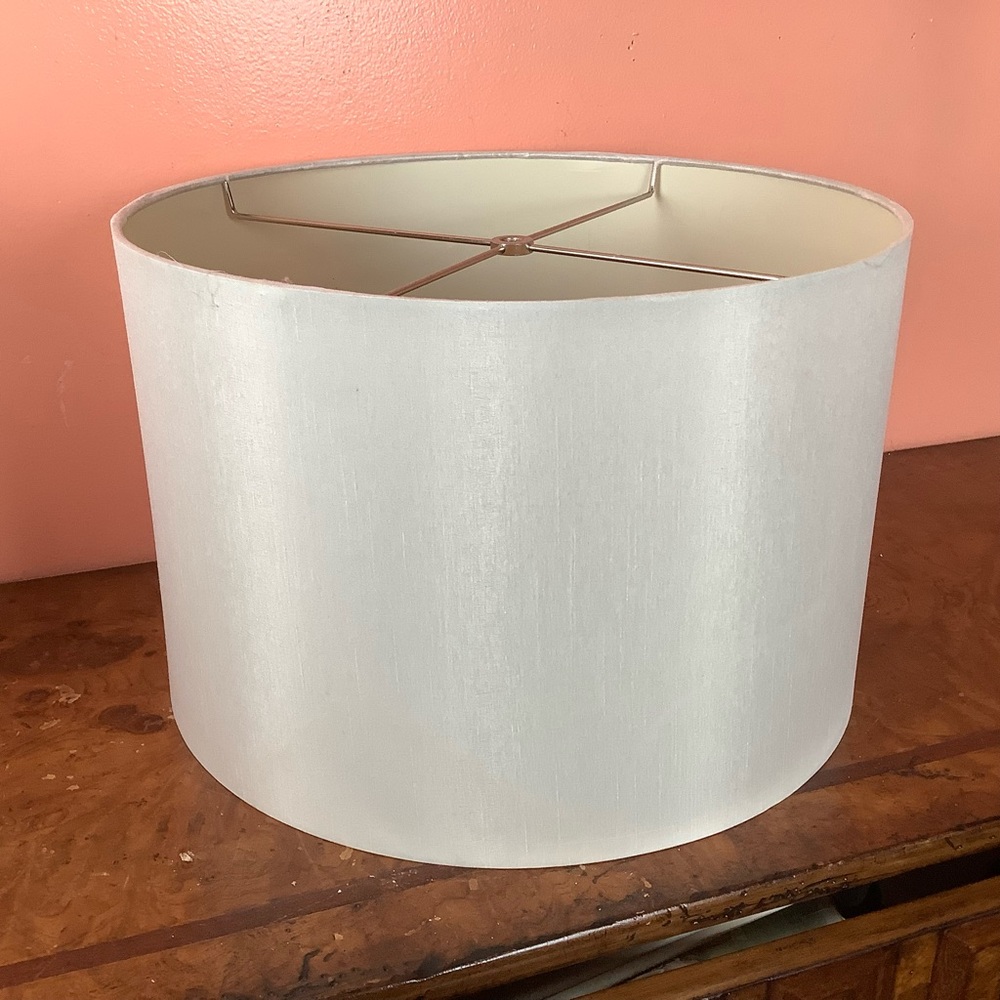 Drum Off White  Fabric Lampshade  Laminated  15” Top  X  15” Bottom  X 10'' H